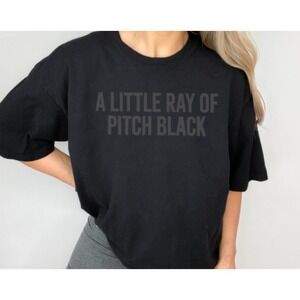 Bella Canvas Womens T Shirt A Little Ray Of Pitch Black Graphic Tee Black Size S
